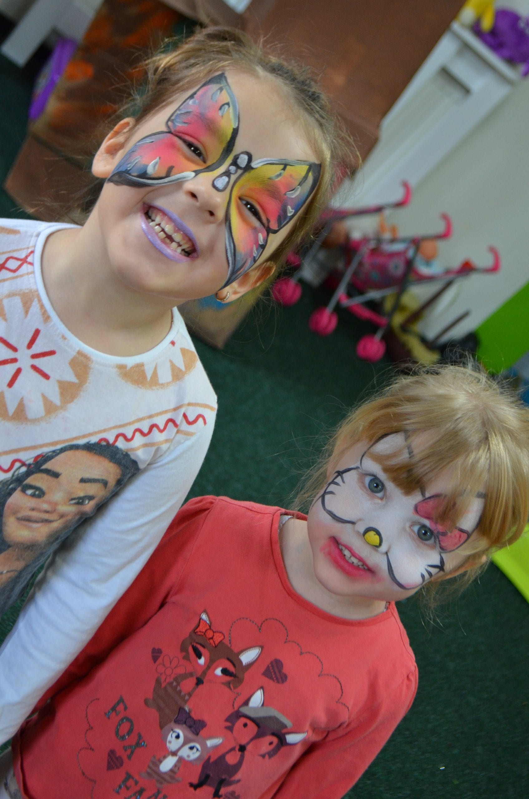 Face painting — motýľ a mačiatko